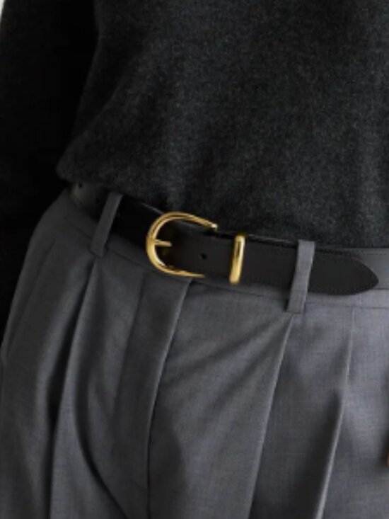 NWT Quince Allegra European Leather Belt in Black Size Medium main image 5